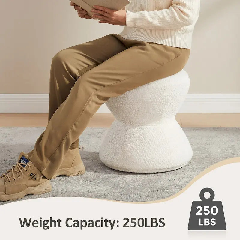 VANOMi Ottoman rembourré Boucle Djembe avec base pivotante, pouf, tabouret de coiffeuse pivotant pour salon, dressing (lot de 2)