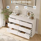Commode à 6 tiroirs pour chambre à coucher, commode en bois de 120 cm de large, organisateur de rangement, meuble TV pour salon, couloir, entrée