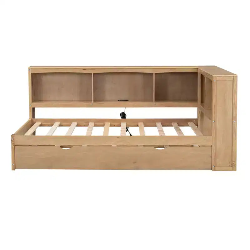 Lit de repos double Whisen Morden Design avec lit gigogne, armoires de rangement et ports USB