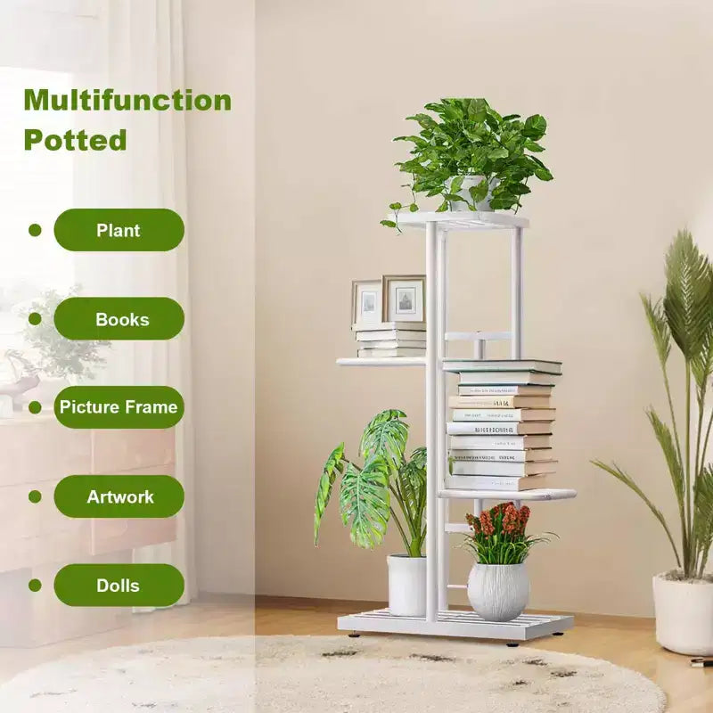 TROPOW Support de plantes en métal à 4 niveaux - Étagère à fleurs pour l'intérieur et l'extérieur - Support de plantes d'intérieur et balcon