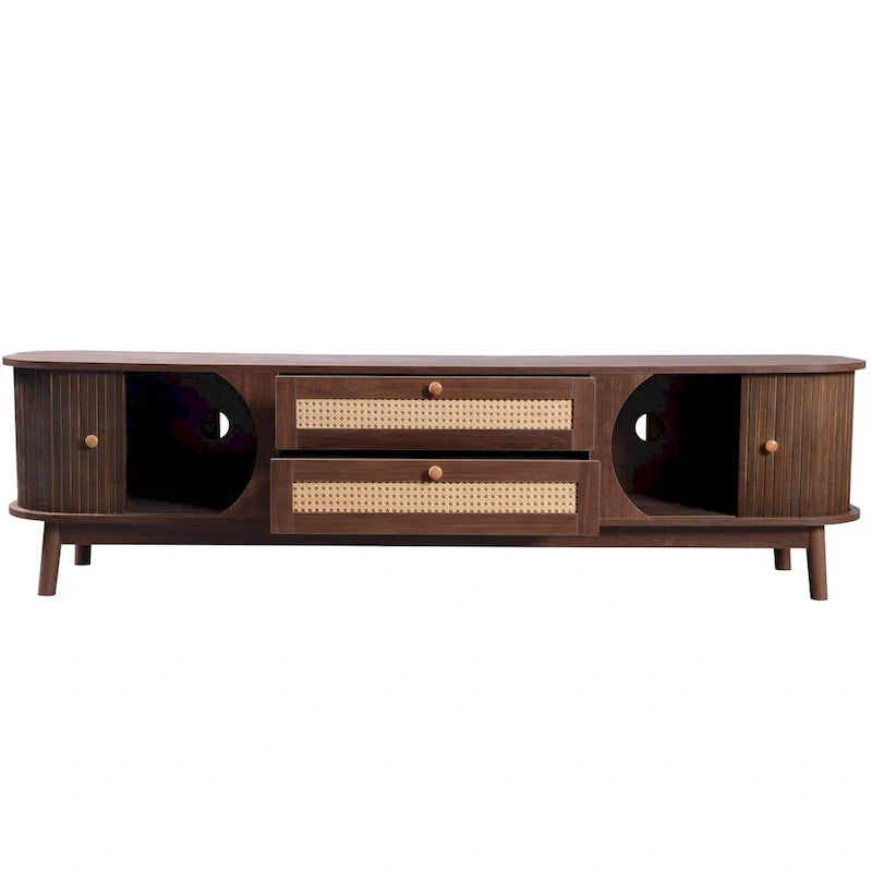Meuble TV en rotin de style ferme moderne