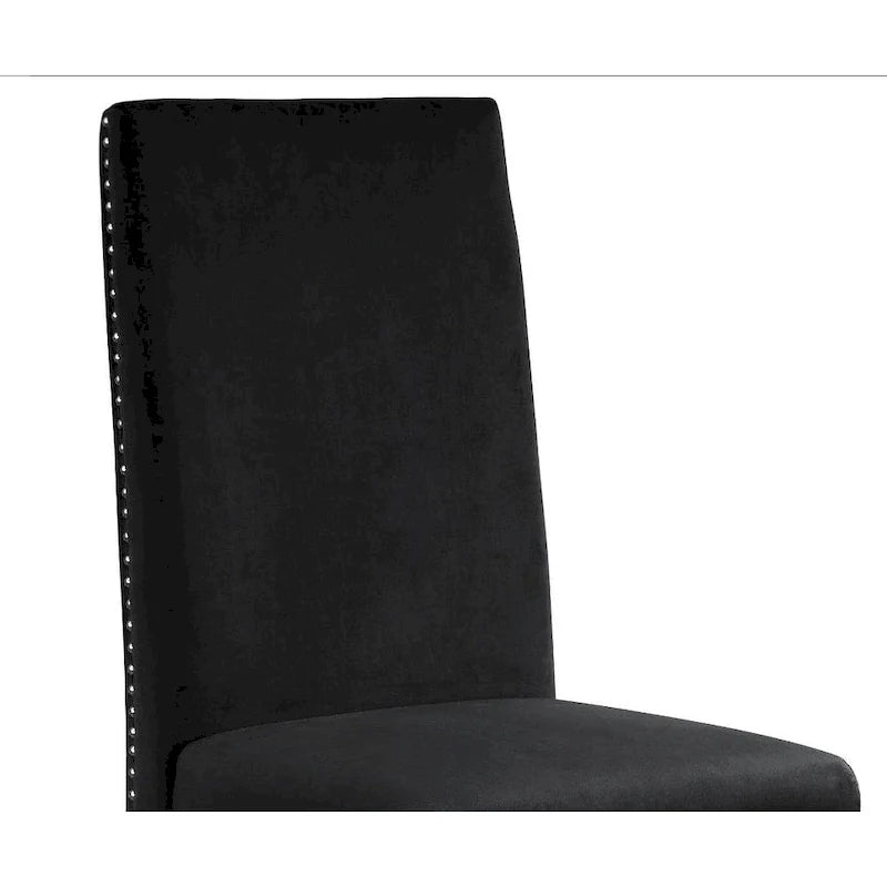 Chaise de salle à manger « Best Quality Furniture » avec dossier plissé, clous décoratifs et pieds chromés (lot de 2)