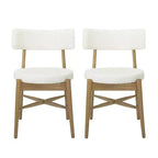 Christopher Knight Home Lumen Chaises de salle à manger modernes en bois d'hévéa et mélange de lin (lot de 2)