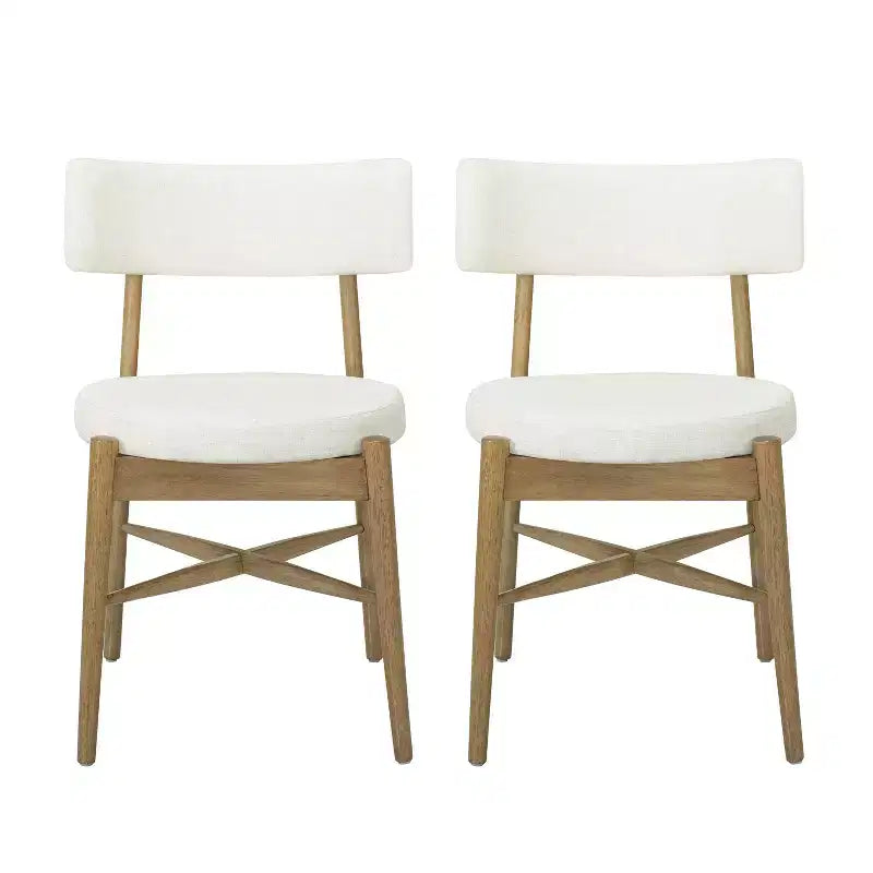 Christopher Knight Home Lumen Chaises de salle à manger modernes en bois d'hévéa et mélange de lin (lot de 2)