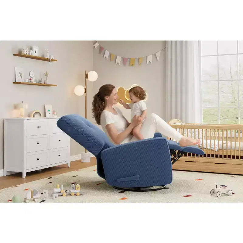 Fauteuil inclinable moderne 3 en 1 pivotant et à bascule, fauteuil à bascule à 360° avec dossier et repose-pieds réglables, fauteuil rembourré pour chambre de bébé, salon, chambre à coucher