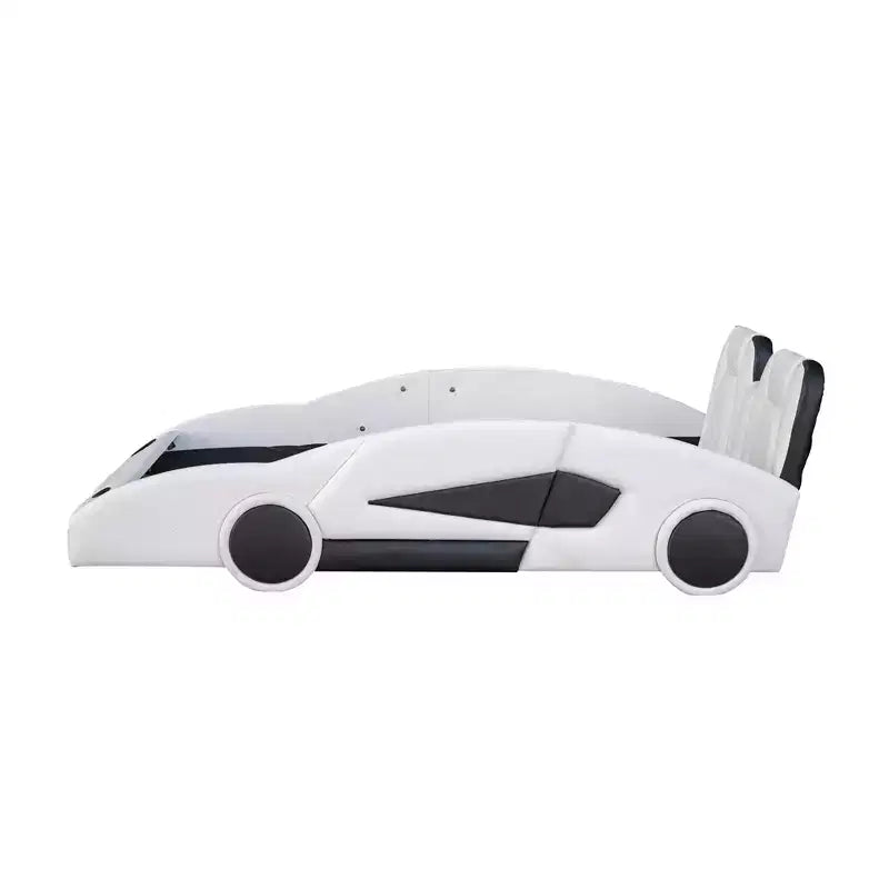 Lit Plateforme Jumeau Whisen au Design Cool en Forme de Voiture de Course avec Roues