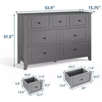 Commode à 7 tiroirs COZONY de 137 cm de large pour chambre à coucher, commode moderne avec rangement profond, organisateur de vêtements pour salon, couloir