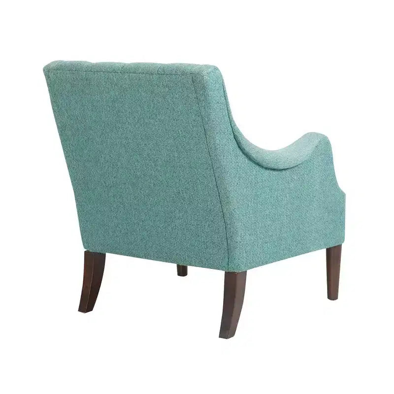 Okak Fauteuil d'appoint contemporain avec boutons capitonnés, coussin rembourré et pieds en bois, pour salon, chambre ou coin lecture