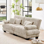 MAYEERTY Canapé 2 Places avec 2 Coussins Lombaires et 2 Coussins Décoratifs pour Salon Café Clair