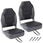 Lot de 2 sièges de bateau pliants à dossier bas – Coussin élastique épais 48x42 cm, sièges de bateau étanches pour Bass Tracker et bateaux de tourisme