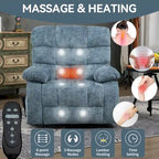 Fauteuil inclinable électrique surdimensionné en chenille avec massage et chauffage lombaire, port de charge, position allongée à 180°