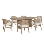 Ensemble de salle à manger 7 pièces Christopher Knight Home Gween Farmhouse avec chaises en rotin rembourrées en bois d'hévéa