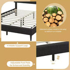 Cadre de lit rembourré Costway Queen Size avec tête de lit cloutée et support à lattes en bois