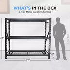 Étagère métallique de garage 3 niveaux robuste pour le rangement, avec une capacité de 900 kg par niveau, réglable, conception robuste