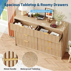 COZONY Commode cannelée à 8/9 tiroirs - Grand meuble de rangement en bois avec poignées métalliques et dispositif anti-basculement pour chambre à coucher, salon, couloir
