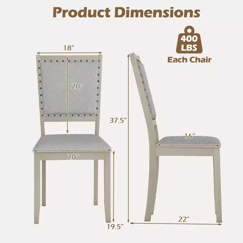 Costway Lot de 2/4 chaises de salle à manger en tissu, style ferme, pour cuisine