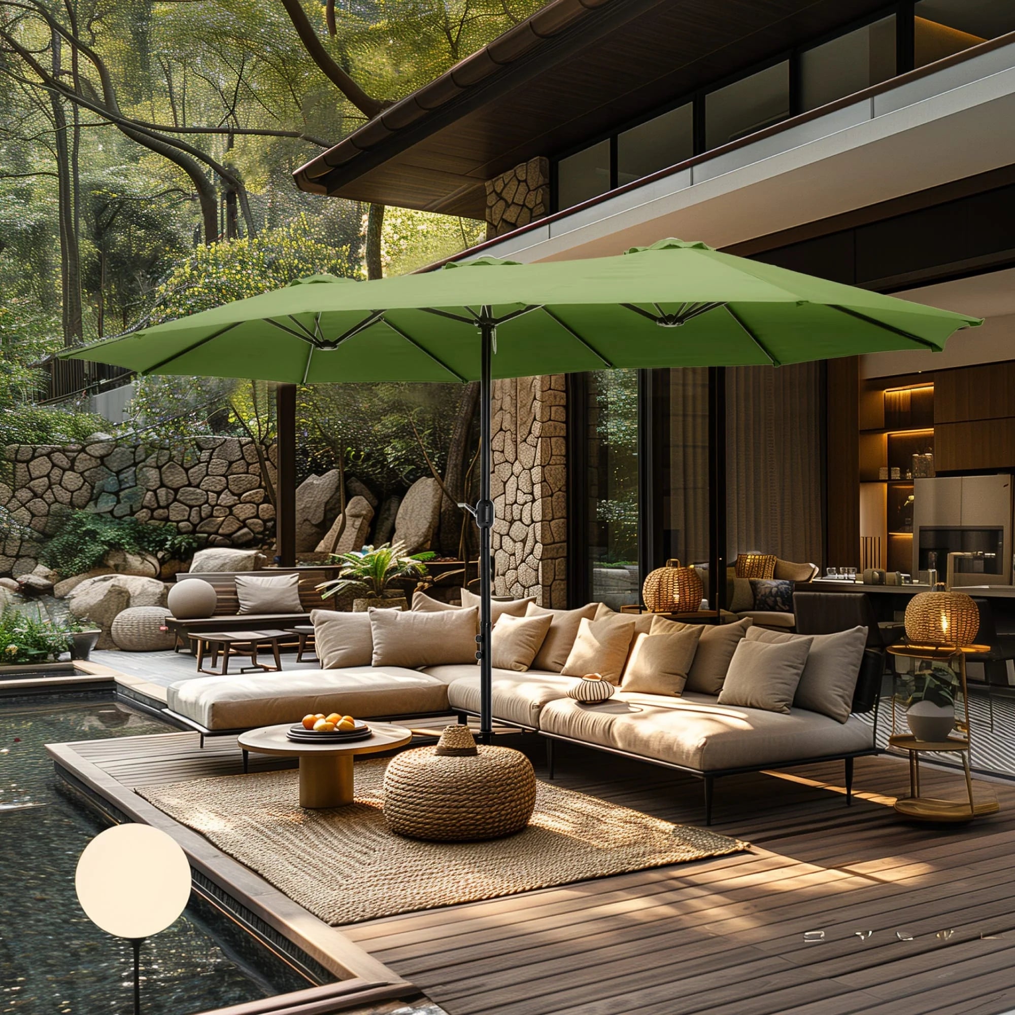 MAISON ARTS Grand Parasol Double Face de 4,5 m avec Base Incluse pour Patio