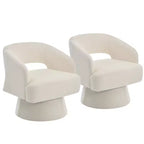 Fauteuil pivotant - Fauteuil moderne rembourré avec dossier rayé et rembourrage moelleux, chaise longue ronde pour salon, chambre à coucher (1 pièce)
