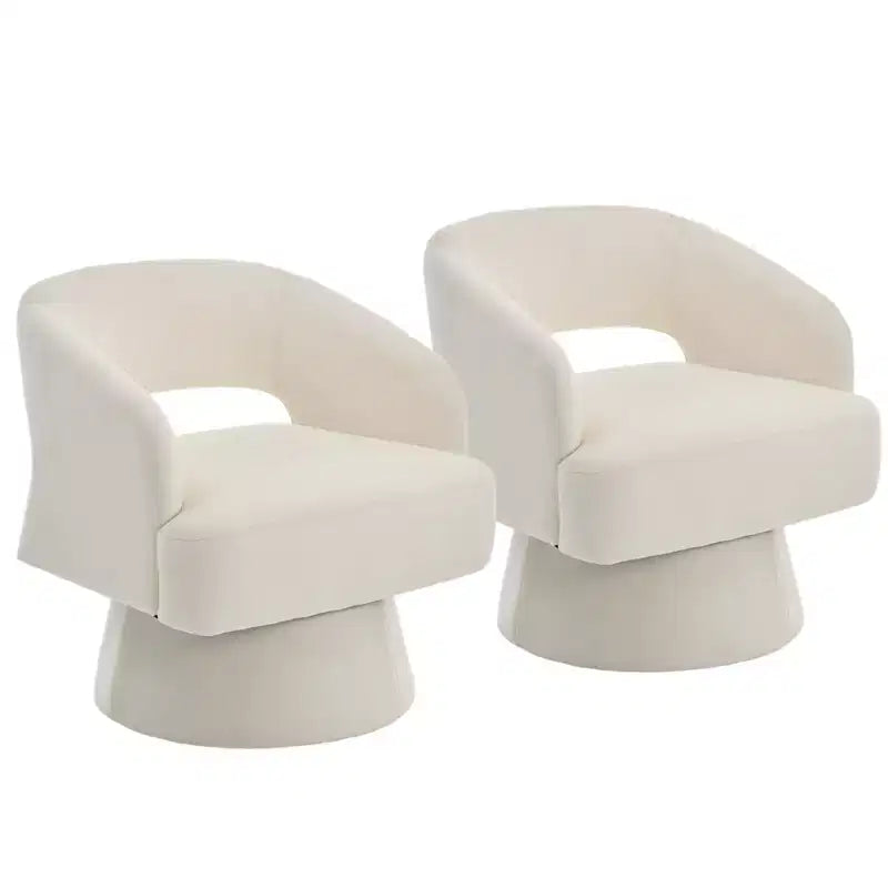Fauteuil pivotant - Fauteuil moderne rembourré avec dossier rayé et rembourrage moelleux, chaise longue ronde pour salon, chambre à coucher (1 pièce)