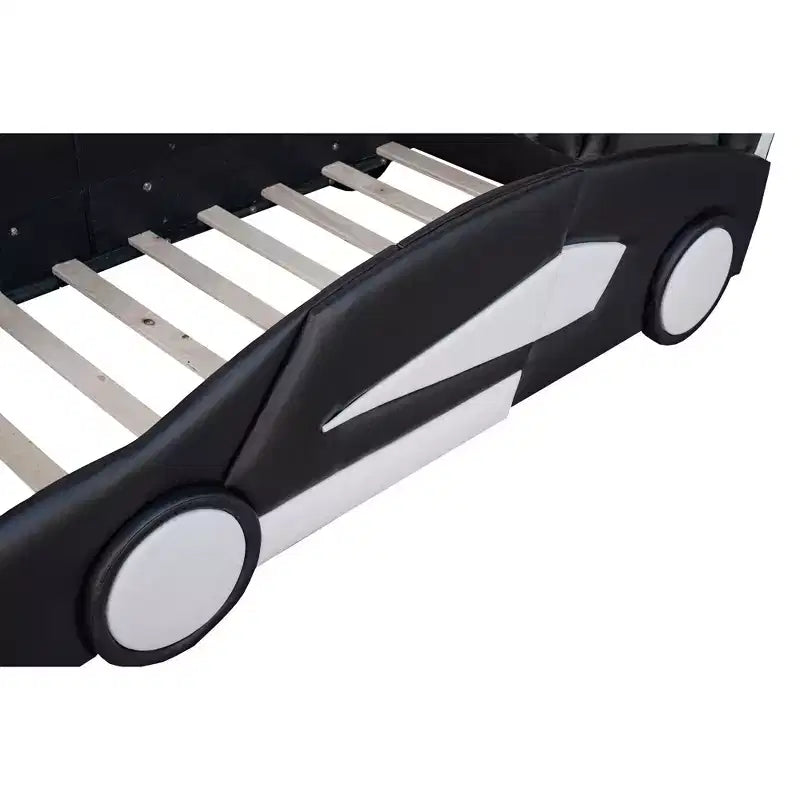 Lit Plateforme Jumeau Whisen au Design Cool en Forme de Voiture de Course avec Roues