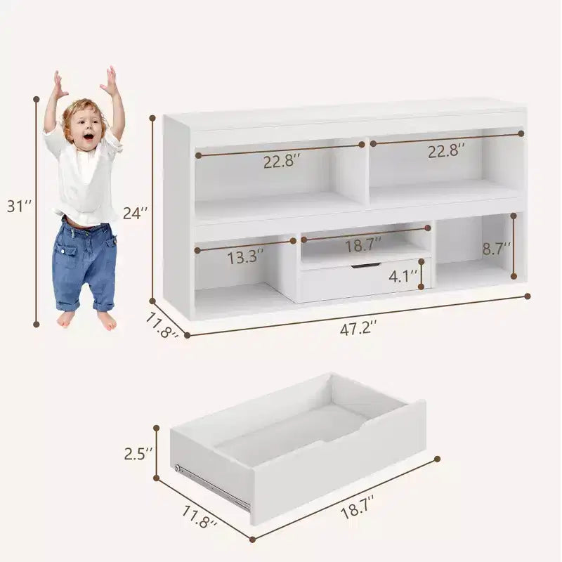 Organisateur de jouets, bibliothèque enfant 6 cubes Meuble de rangement en bois, étagères de rangement pour salle de jeux, classe, chambre d'enfant