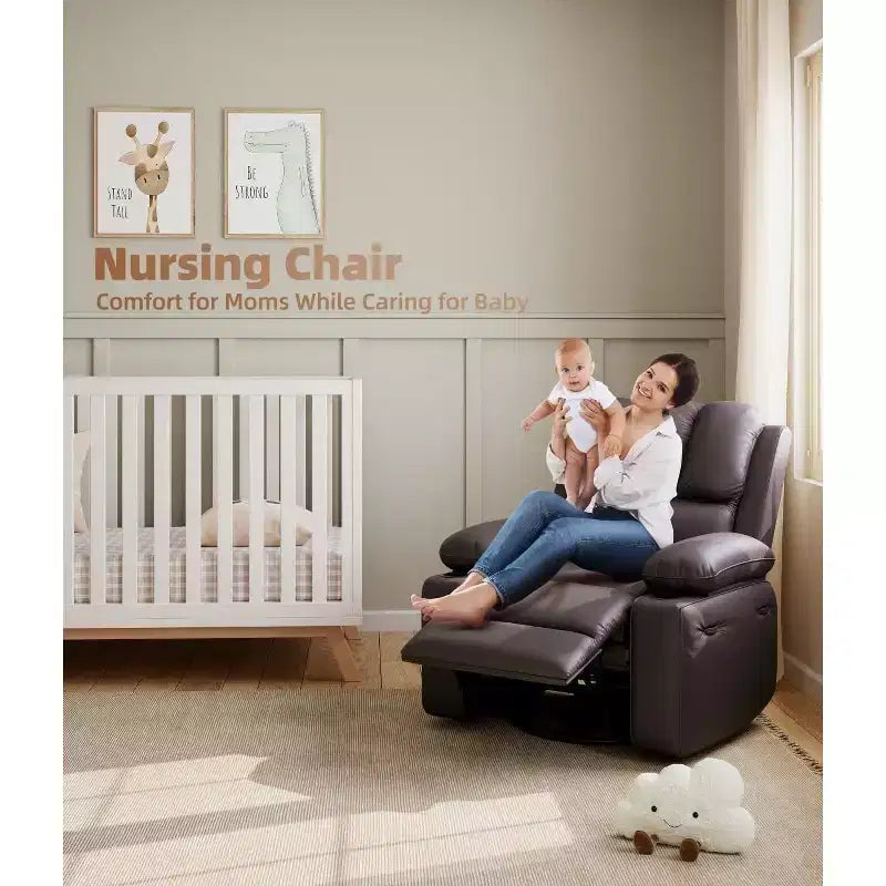 Fauteuil inclinable manuel, canapé inclinable en cuir PU, fauteuil moderne et confortable pour chambre ou salon, fauteuil inclinable en cuir pour adultes