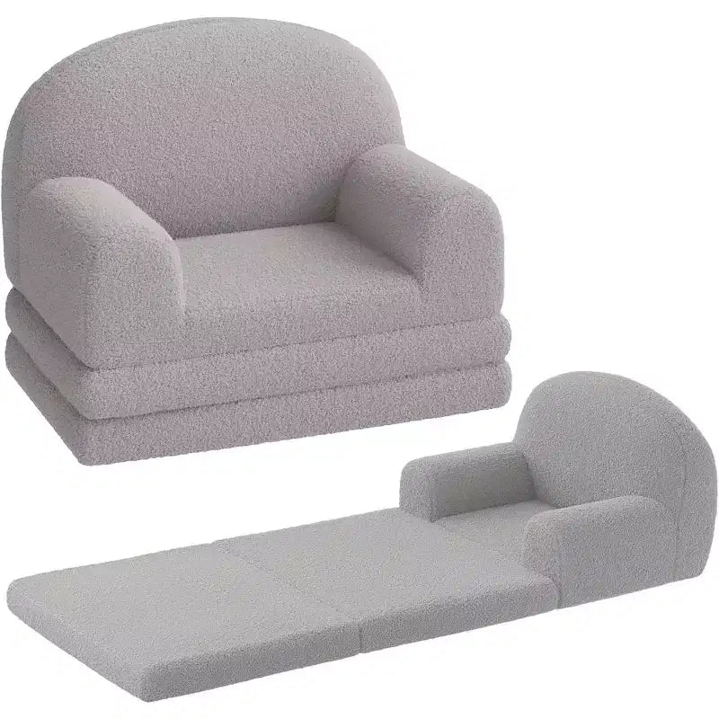 Canapé convertible 2 en 1 pour enfants Acekool, fauteuil douillet en polaire d'ours en peluche qui se transforme en chaise longue ou en lit, canapé moelleux pour enfants pour salle de jeux et chambre de bébé