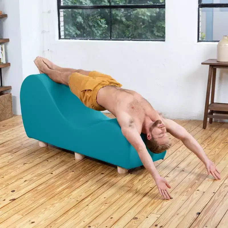 Fauteuil inclinable Avana pour l'étirement et la relaxation, pieds en bois d'hévéa, similicuir - Gris sous-marin