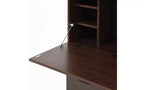JVNOXK Meuble de bureau 31 pouces avec tiroirs de rangement et étagères, doté d'un plateau pliable, idéal pour les dortoirs et les petits espaces. Noyer