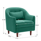 28,34 W Lot de 2 fauteuils d'appoint, fauteuil barillet en velours avec pieds en bois massif