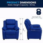 Fauteuil inclinable contemporain Flash Furniture de luxe rembourré pour enfants avec accoudoirs de rangement