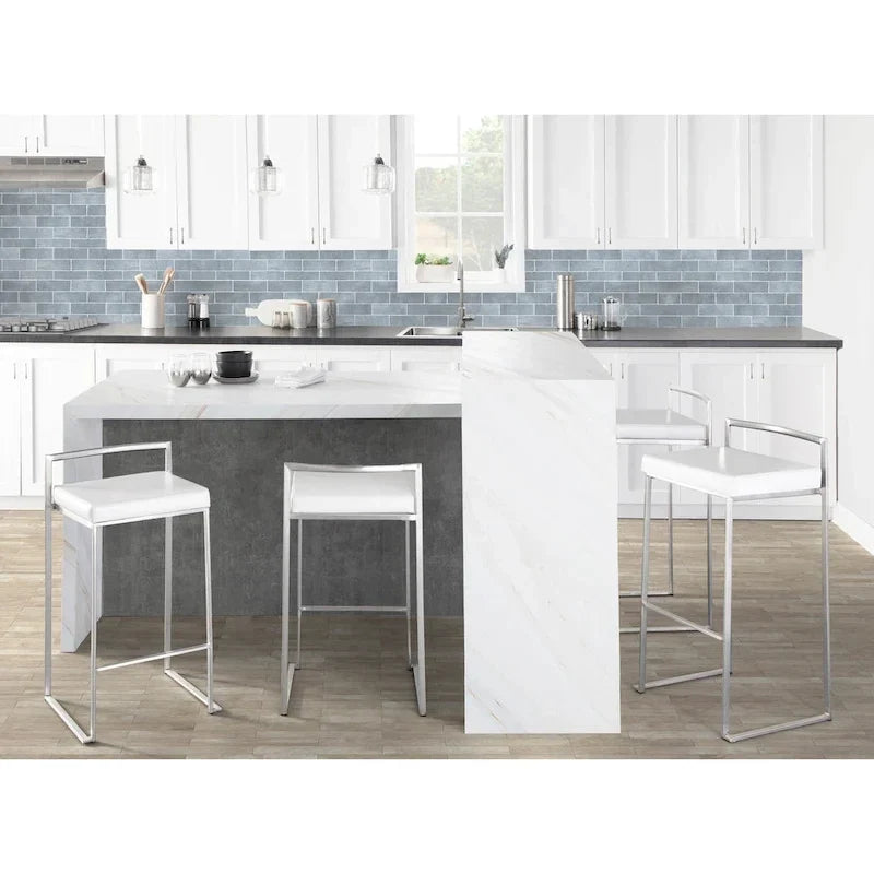 Tabouret de comptoir Silver Orchid Forrest en acier inoxydable empilable et entièrement soudé (lot de 2)