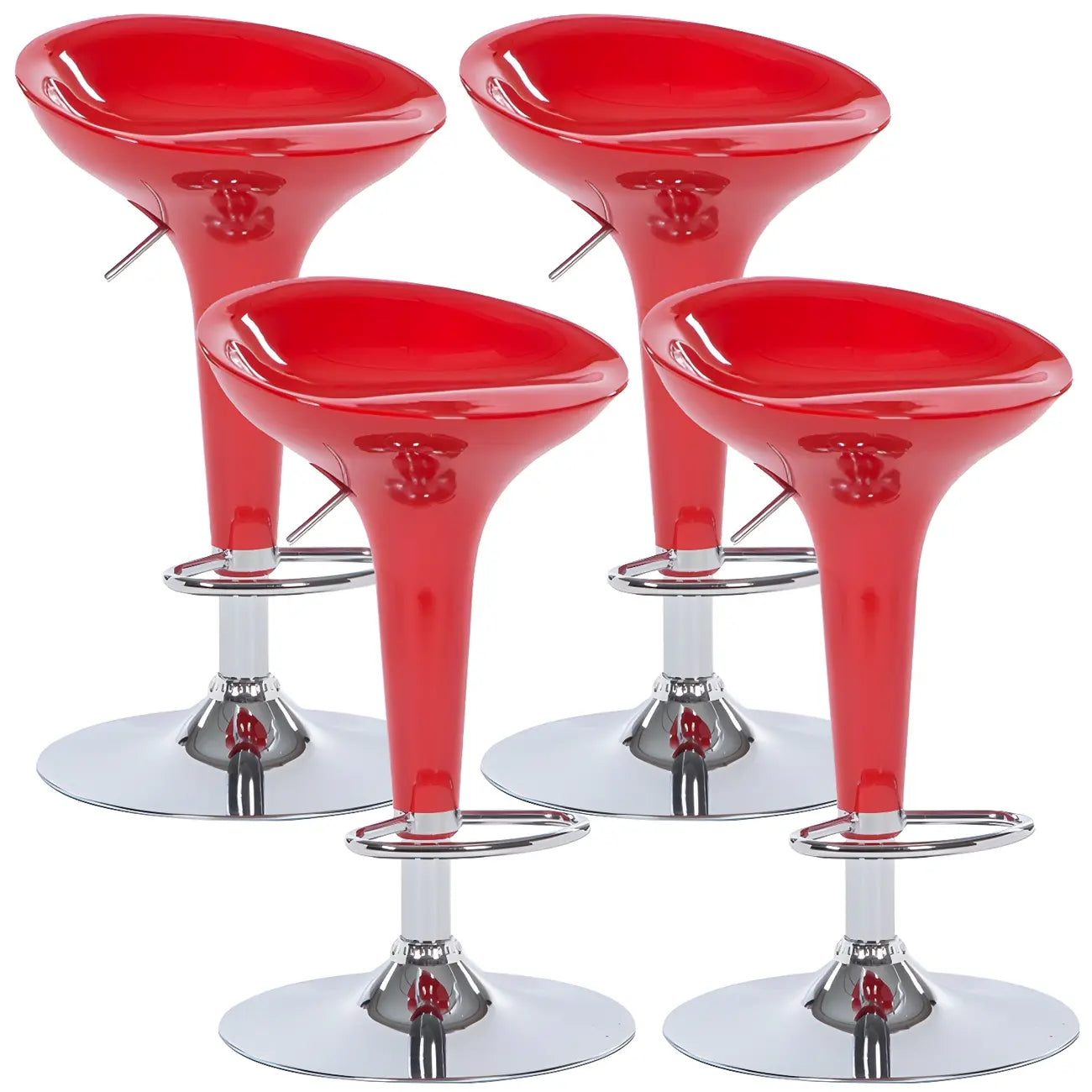Tabouret de bar pivotant en plastique chromé réglable en hauteur