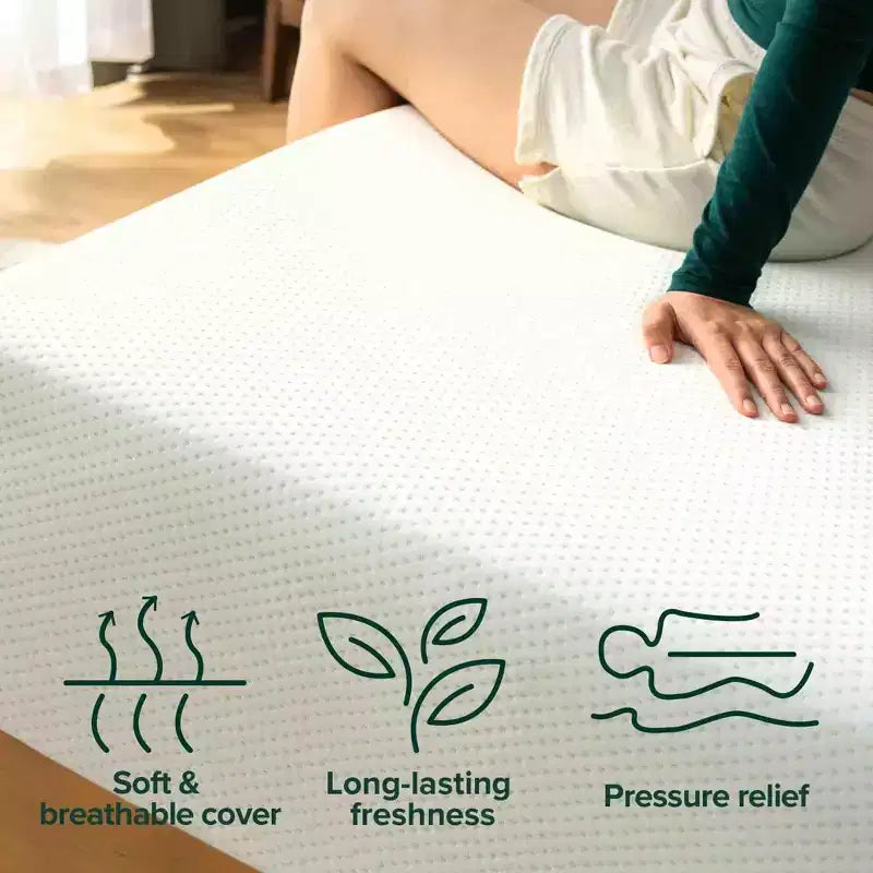Matelas en mousse à mémoire de forme Zinus 14 King au thé vert, sans fibre de verre, fermeté moyenne, soulagement de la pression zoné, CertiPUR-US, matelas en boîte