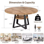 Table à manger ronde en fer et MDF avec pieds carrés en fer - Durable, élégante, compacte, facile à nettoyer, design moderne