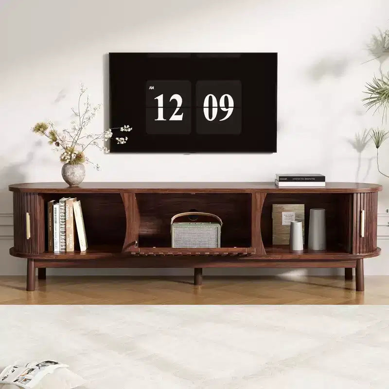 PexFix 66.9 Meuble TV Moderne de Ferme pour TV 75 Pouces, Meuble TV en Bois avec Rangement, Table Console TV pour Salon Chambre, Marron