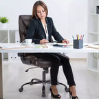 Chaise de bureau ergonomique TUYOHW avec accoudoirs relevables réglables, chaise d'ordinateur pivotante avec soutien lombaire et base en métal, chaise Criss Cross pour la maison