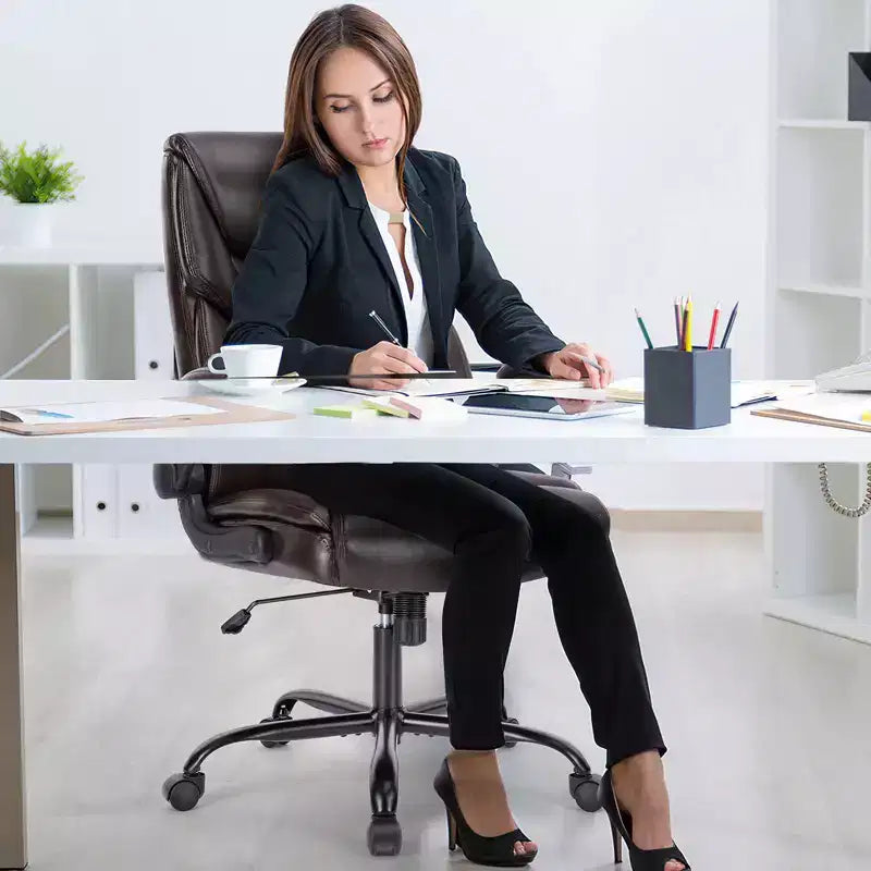 Chaise de bureau ergonomique TUYOHW avec accoudoirs relevables réglables, chaise d'ordinateur pivotante avec soutien lombaire et base en métal, chaise Criss Cross pour la maison