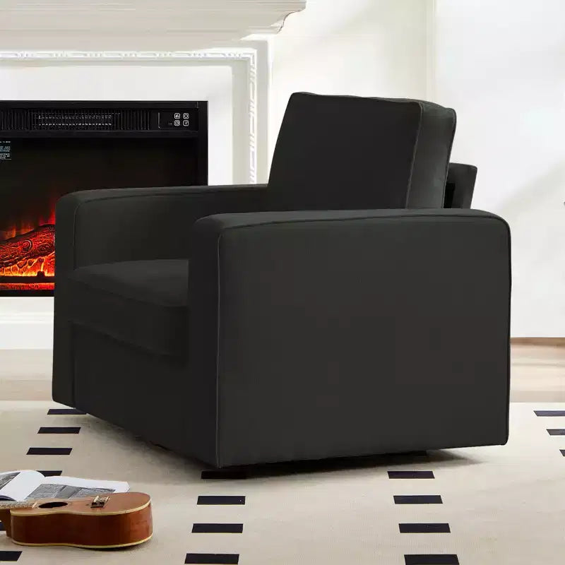 Mjkone Fauteuil pivotant moderne 360°, Fauteuil carré rembourré, Canapé simple confortable en chenille