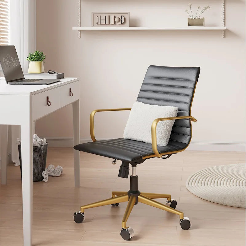 Chaise de bureau à dossier cannelé LUXMOD pour ordinateur et télétravail