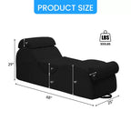 Mjkone Chaise Longue de Yoga en Velours Côtelé, Canapé de Yoga Incurvé avec Appui-Tête/Coussin Lombaire/Repose-Pieds Amovibles, Base Antidérapante