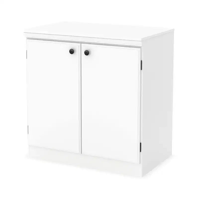 Meuble de rangement de transition HomeStock petit à 2 portes, blanc pur