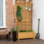 Jardinière en bois Outsunny avec treillis, lit de jardin surélevé pour plantes grimpantes avec trous de drainage et toit