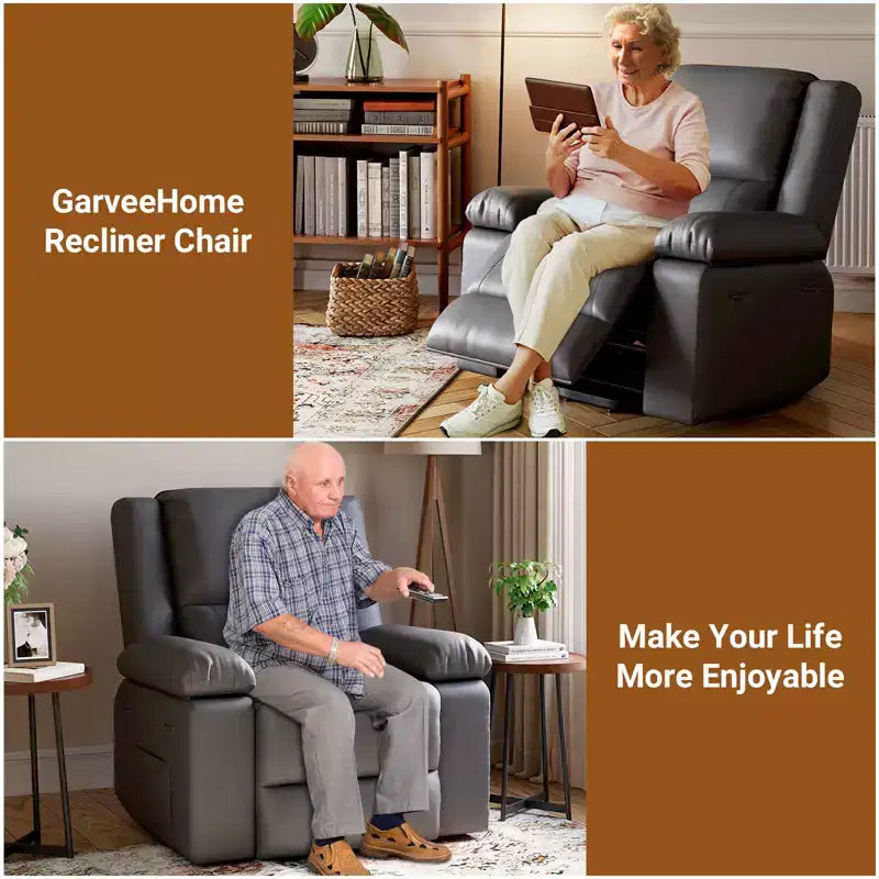 Fauteuil inclinable électrique - Chaleur et massage, fauteuil inclinable électrique robuste en cuir PU pour personnes âgées et à mobilité réduite, dossier et jambes réglables