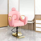 Fauteuil de barbier pivotant à 360°, Fauteuil de coiffeur avec pompe hydraulique robuste, appui-tête réglable et dossier inclinable, Fauteuil de salon inclinable