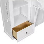 Lit escamotable Queen Size avec armoires latérales et éclairage LED, lit armoire pliant avec étagères de rangement et tiroirs pour chambre d'amis, blanc