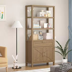 COZONY Bibliothèque moderne avec armoire de rangement, bibliothèque de ferme de 180 cm avec étagères réglables, bibliothèques pour chambre à coucher, salon, maison et bureau