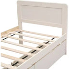 Lit plateforme double Acekool avec 2 tiroirs de rangement gigognes, tête de lit, cadre robuste, aucun sommier tapissier requis, gain de place pour chambre d'enfants ou d'amis
