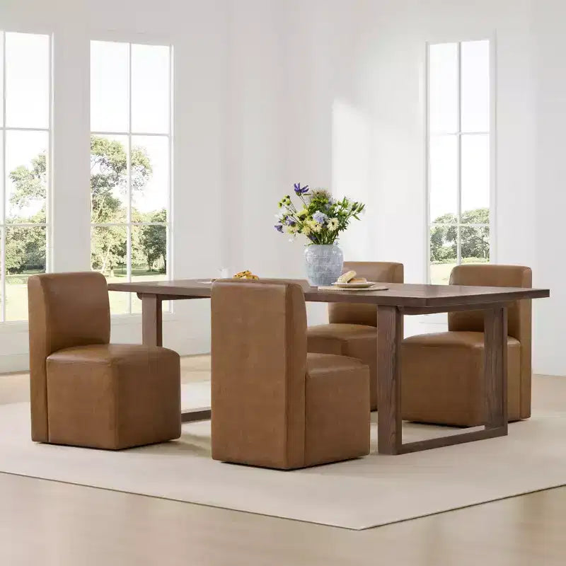 Chaises de salle à manger roulantes rembourrées Spruce&Spring avec roulettes, lot de 2