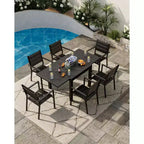 Ensemble de 4 chaises empilables de terrasse, chaises de salle à manger empilables d'extérieur en aluminium avec tissu textilène respirant pour l'extérieur, la terrasse, le patio, le jardin